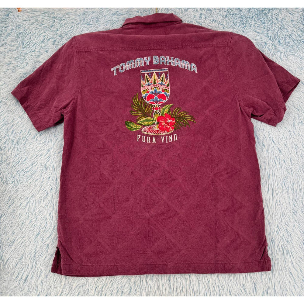 Tommy Bahama Burgundy Embroidered Back Logo Button-Down Shirt   size Large